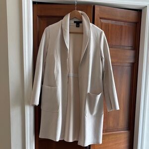 Joan Vass Open-Front Cream Trench Coatigan